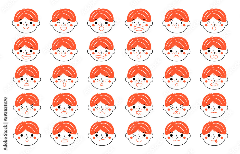 Cartoon vector illustration emotion face of human. Facial expression of human for game Cartoon vector illustration emotion face of human. Facial expression of human for game