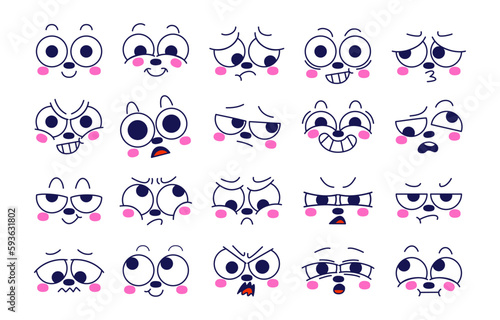 Face of character in diffetent emotions. Facial expression flat vector illustration