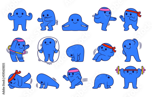 Cartoon vector illustration emotion face of human. Facial expression of human for game