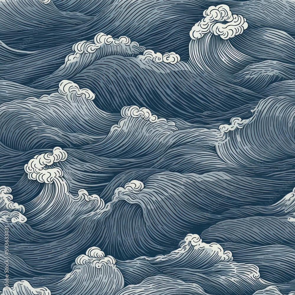 Seamless and repeatable Wave pattern vintage style, texture background ...