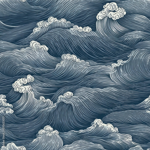 Seamless and repeatable Wave pattern vintage style, texture background use as wallpaper