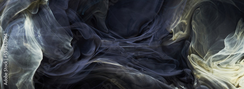 Dark black contrast liquid art background. Paint ink explosion, abstract clouds of smoke mock-up, watercolor underwater