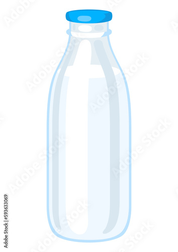 Glass bottle with milk. Illustration of dairy product for advertising and sale in store.