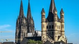 Cologne Cathedral in Germany against a blue sky