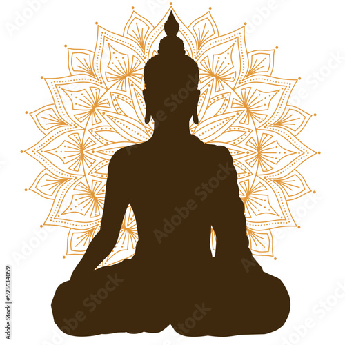 Silhouette of buddha meditation, vesak day vector illustration