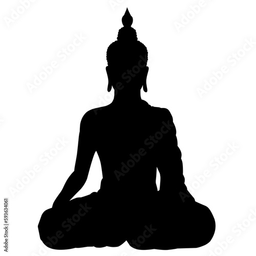 Silhouette of buddha meditation, vesak day vector illustration