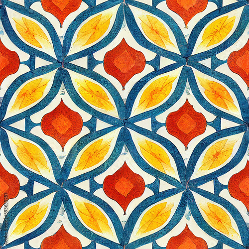 Seamless pattern mosaic geometric arabesque. generative ai