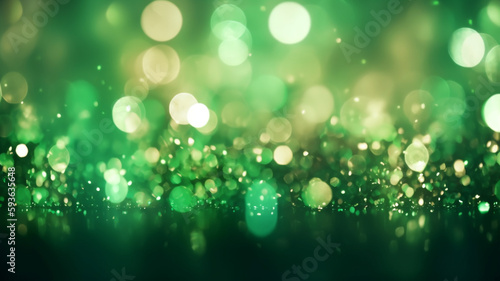 Green glitter on a dark background