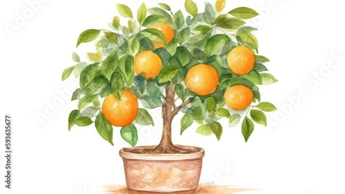 A painting of a tangerine tree