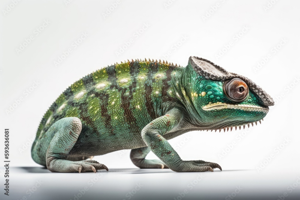 Fototapeta premium Chameleon isolated on White Background Generative Ai