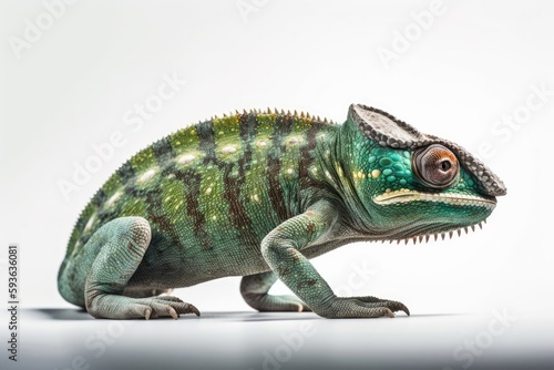 Chameleon isolated on White Background Generative Ai © AllBy