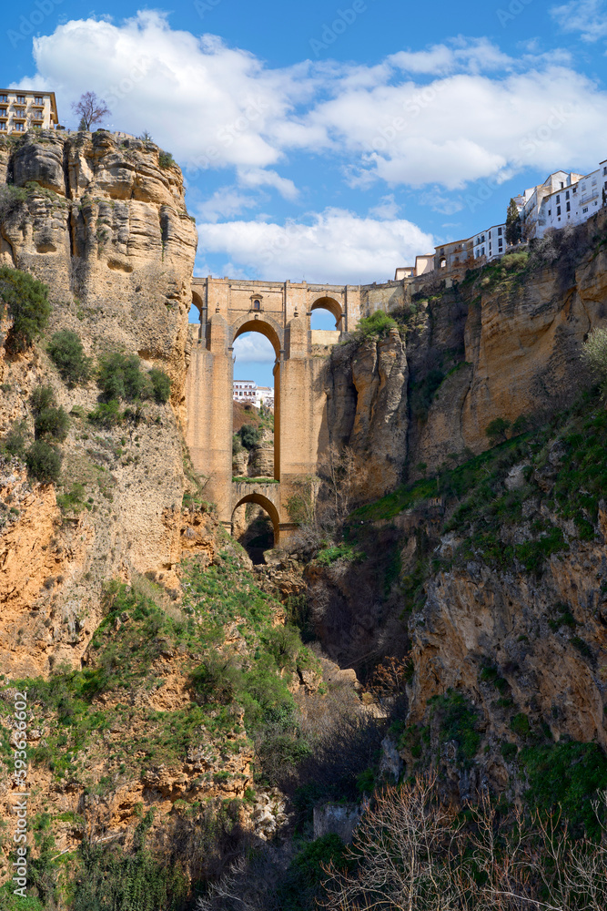 Stunning view of the famous New Bridge of Ronda, Andalusia, Spain
