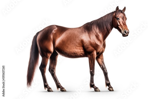 Brown Horse isolated on White Background Generative Ai