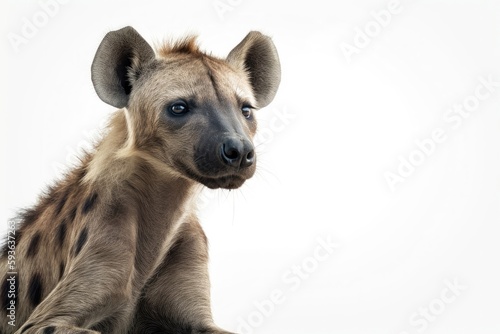 Hyena close-up shot isolated on White Background Generative Ai