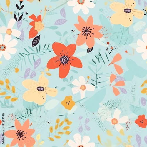 Seamless and repeatable Flower pattern vintage style  texture background use as wallpaper