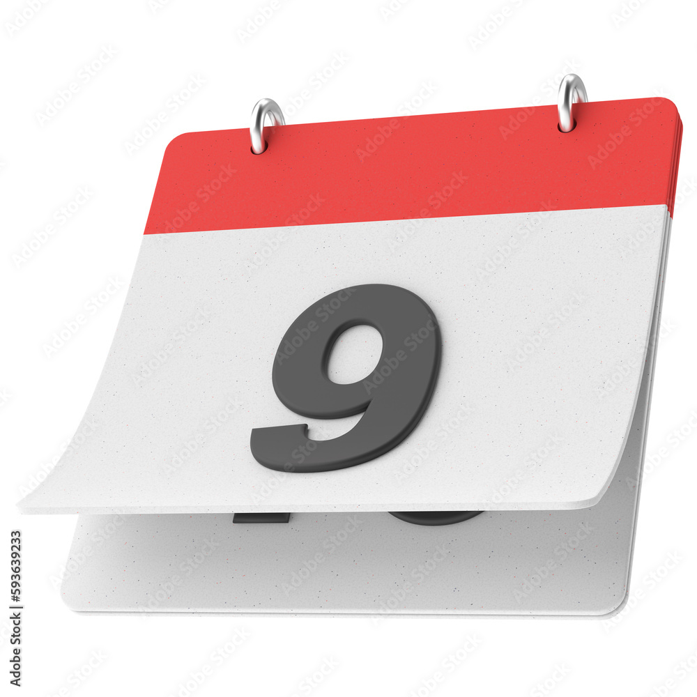 9th. Ninth day of month. Calendar. 3D illustration. 9th. Ninth day of month. Calendar. 3D illustration.