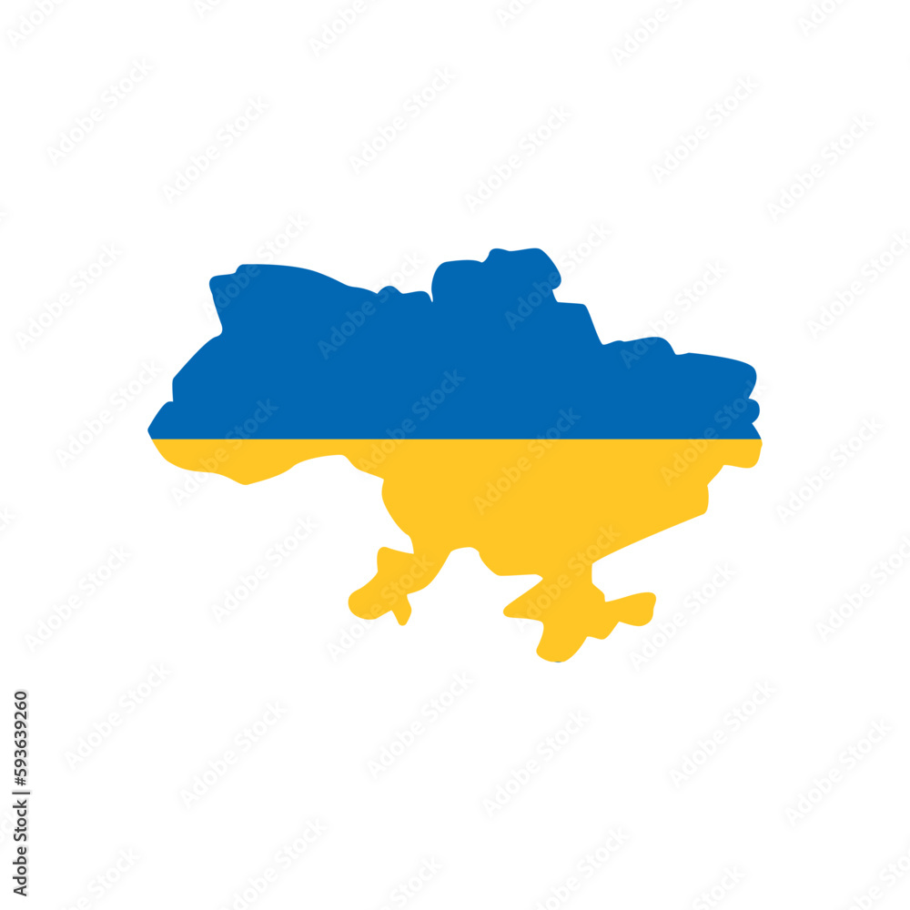 Obraz premium Map of Ukraine Hand Drawn Vector Illustration. National Flag Colors on Isolated White Background. No War.