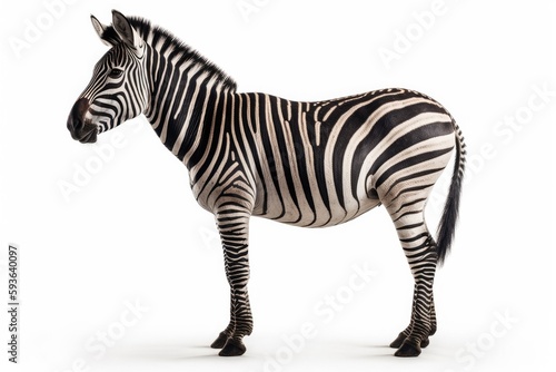Zebra isolated on White Background Generative Ai