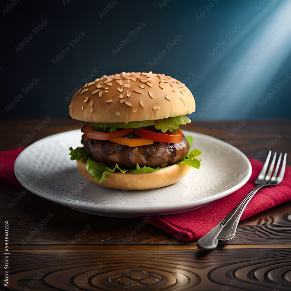 handmade hamburger on the table. handmade hamburger on the table.