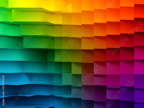 Abstract Colorful Rainbow Background with Squares. Generative Ai.