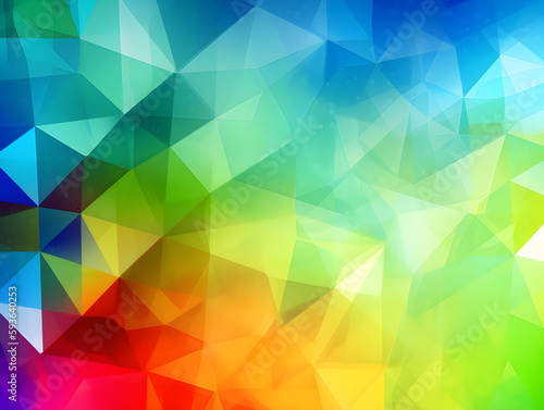 Abstract Rainbow Background with Triangles Polygon Design. Generative Ai.