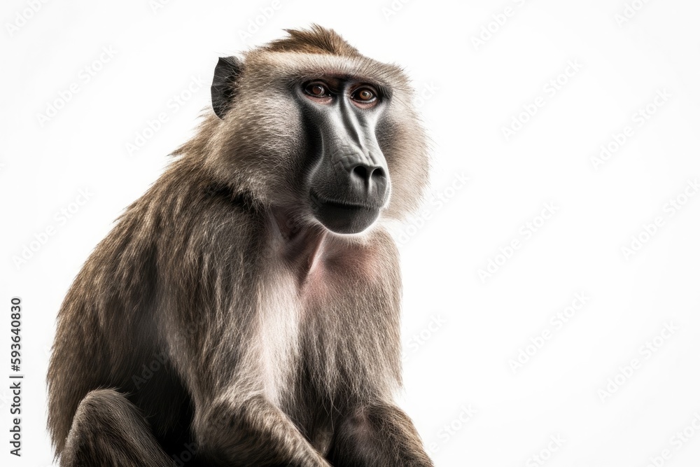 Obraz premium Baboon isolated on white Background Generative Ai