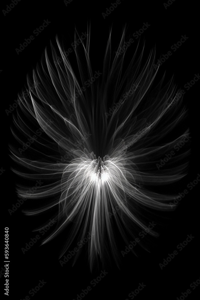 Black and white artistic conceptual illustration of a beautiful flower or floral element closeup. Generative AI Black and white artistic conceptual illustration of a beautiful flower or floral element closeup. Generative AI