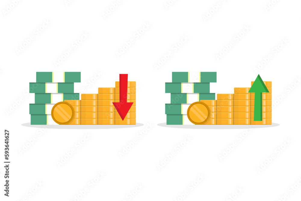 Money up and down, money profit and loss vector illustration design