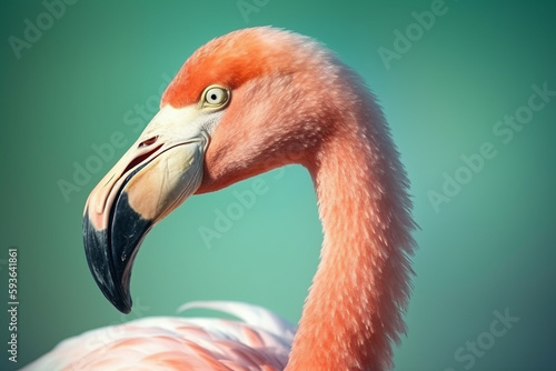 beautiful flamingo bird on a clean background. Generative AI