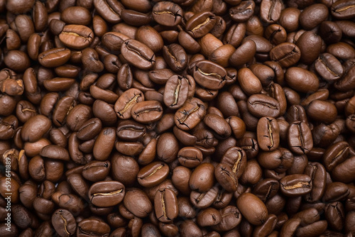 Coffee beans background. Conceptual abstract illustration with lots of coffee beans. Generative AI