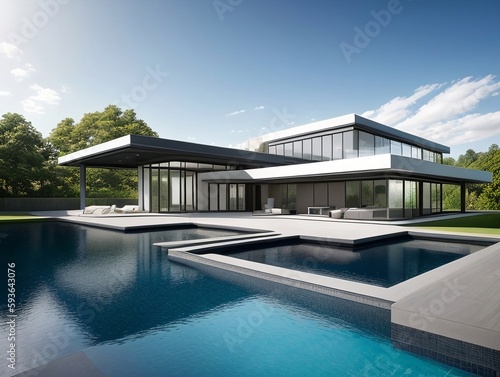 Luxury modern house, generative ai © inspiretta
