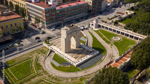 Aerial view of the war memorial of Caserta, in Campania, Italy. It is located in IV November square.