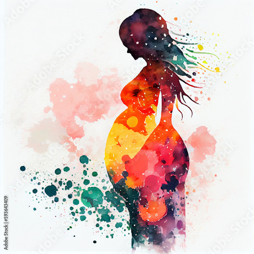pregnant woman artistic concept watercolor styling