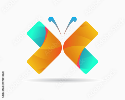 letter X butterfly logo design template. simple style logo. beauty letter x vector