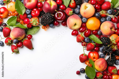 fruits frame on white background  Generative AI