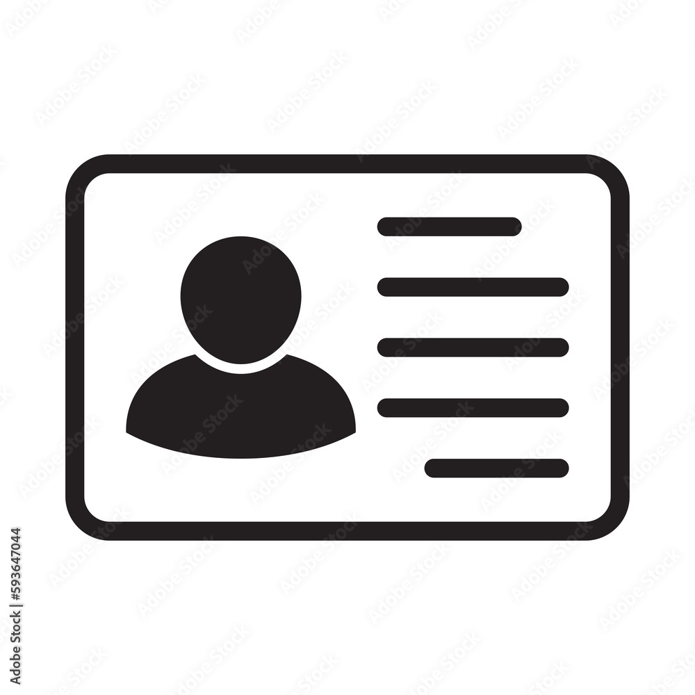 Id card icon. Id card badge icon. Identification card, driver's license icon. Vector illustration. Id card icon. Id card badge icon. Identification card, driver's license icon. Vector illustration.