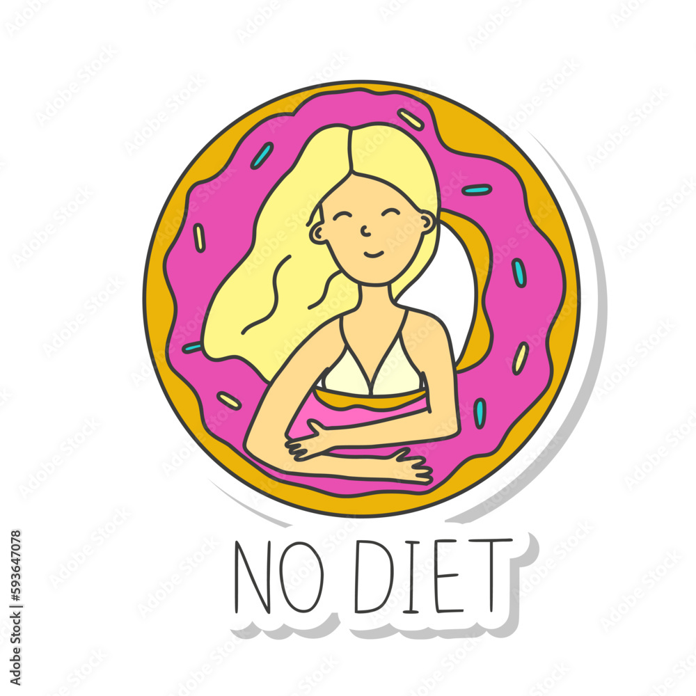 Girl with Donut Sticker No Diet