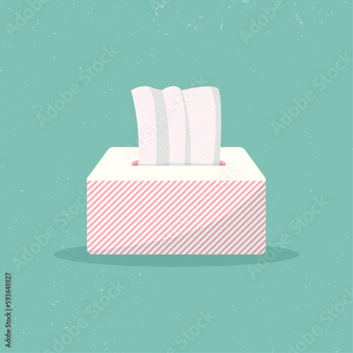 Colorful tissues box. Vintage style vector illustration