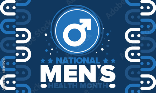 National Men's Health Month in June. Health education program. Celebrated annual in United States. Medical concept. Care and health. Poster, card, banner and background. Vector illustration