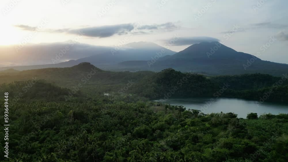 Hills and a lake taken from the height of a drone Hills and a lake taken from the height of a drone