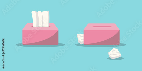 Pink tissues boxes. Flat style vector illustration