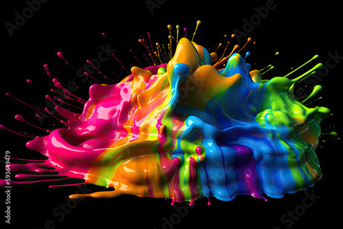 Wet paint RGB color explosion, wavey colorful swirl, wallpaper(generative ai)