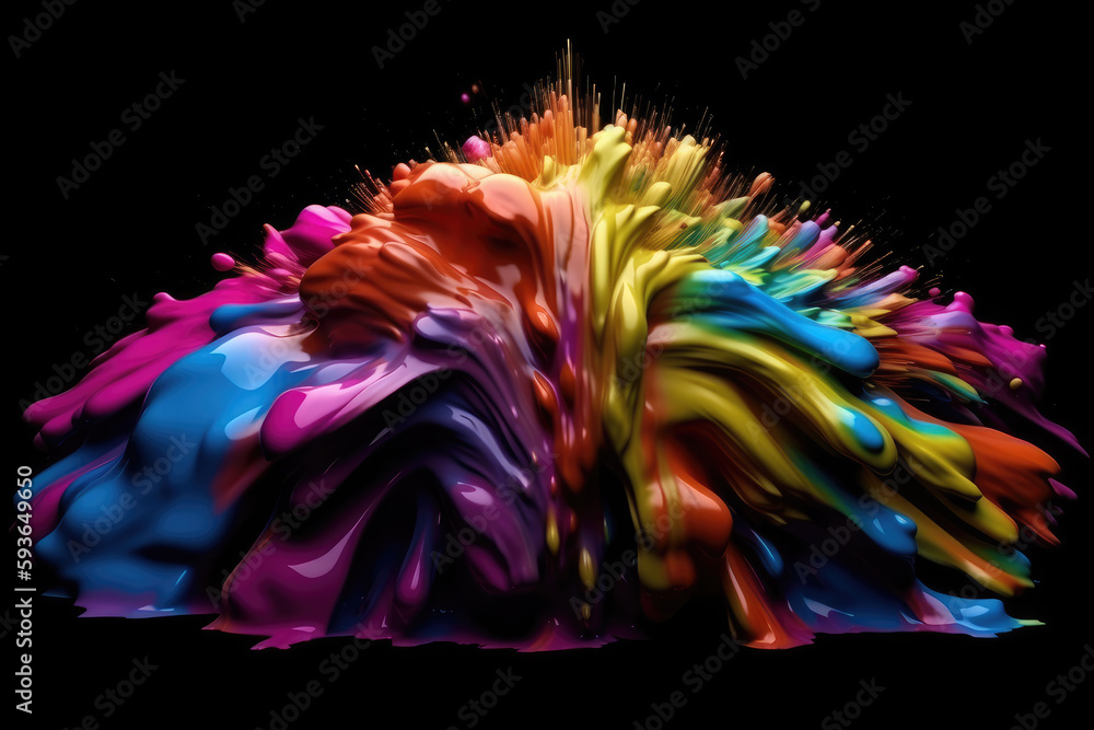 Wet paint RGB color explosion, wavey colorful swirl, wallpaper(generative ai)