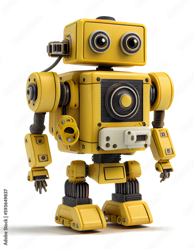 yellow robot on transparent background generative AI