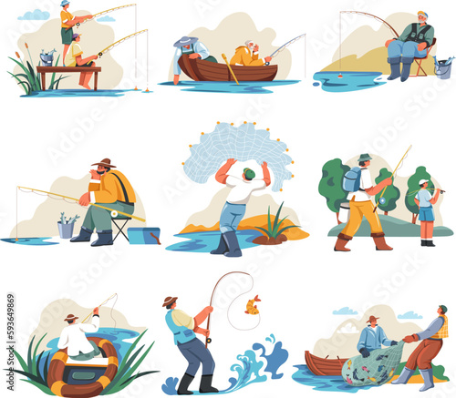 Tablou canvas Fisherman character leisure