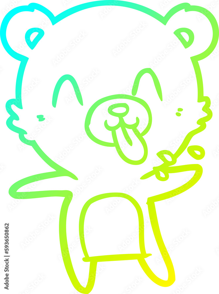 cold gradient line drawing rude cartoon polar bear sticking out tongue cold gradient line drawing rude cartoon polar bear sticking out tongue