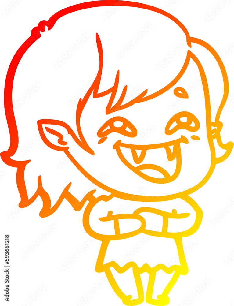 warm gradient line drawing cartoon laughing vampire girl warm gradient line drawing cartoon laughing vampire girl