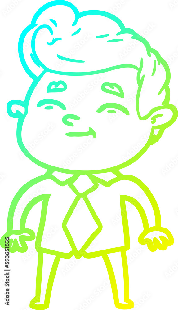 cold gradient line drawing happy cartoon man cold gradient line drawing happy cartoon man
