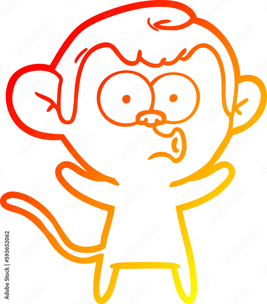 warm gradient line drawing cartoon surprised monkey warm gradient line drawing cartoon surprised monkey