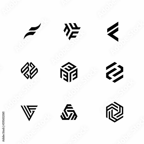 set of letter f logo vector icon